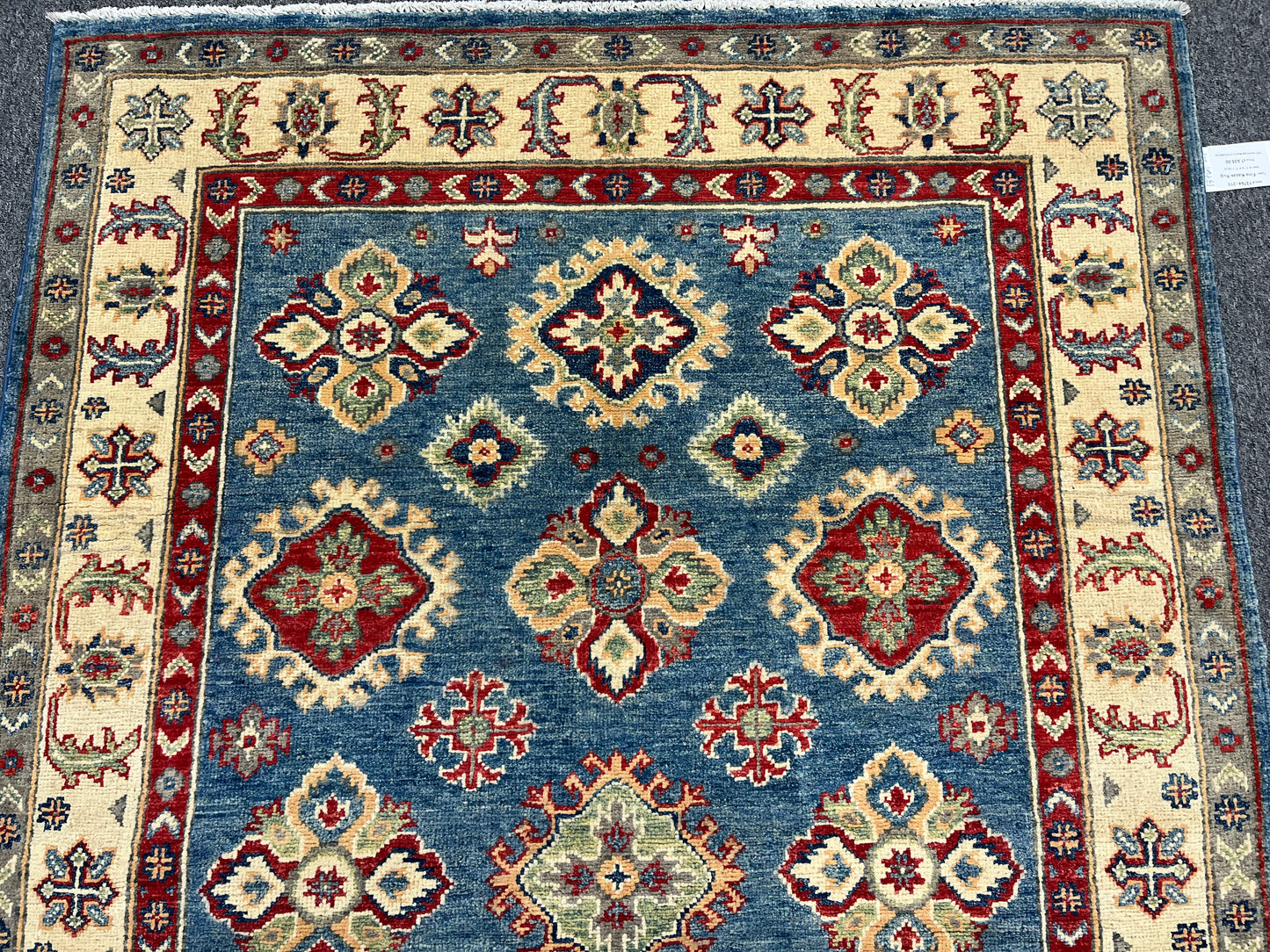 Kazak Light Blue 4X6 Handmade Wool Rug # 13764