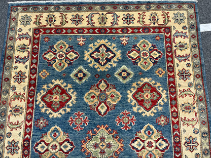 Kazak Light Blue 4X6 Handmade Wool Rug # 13764