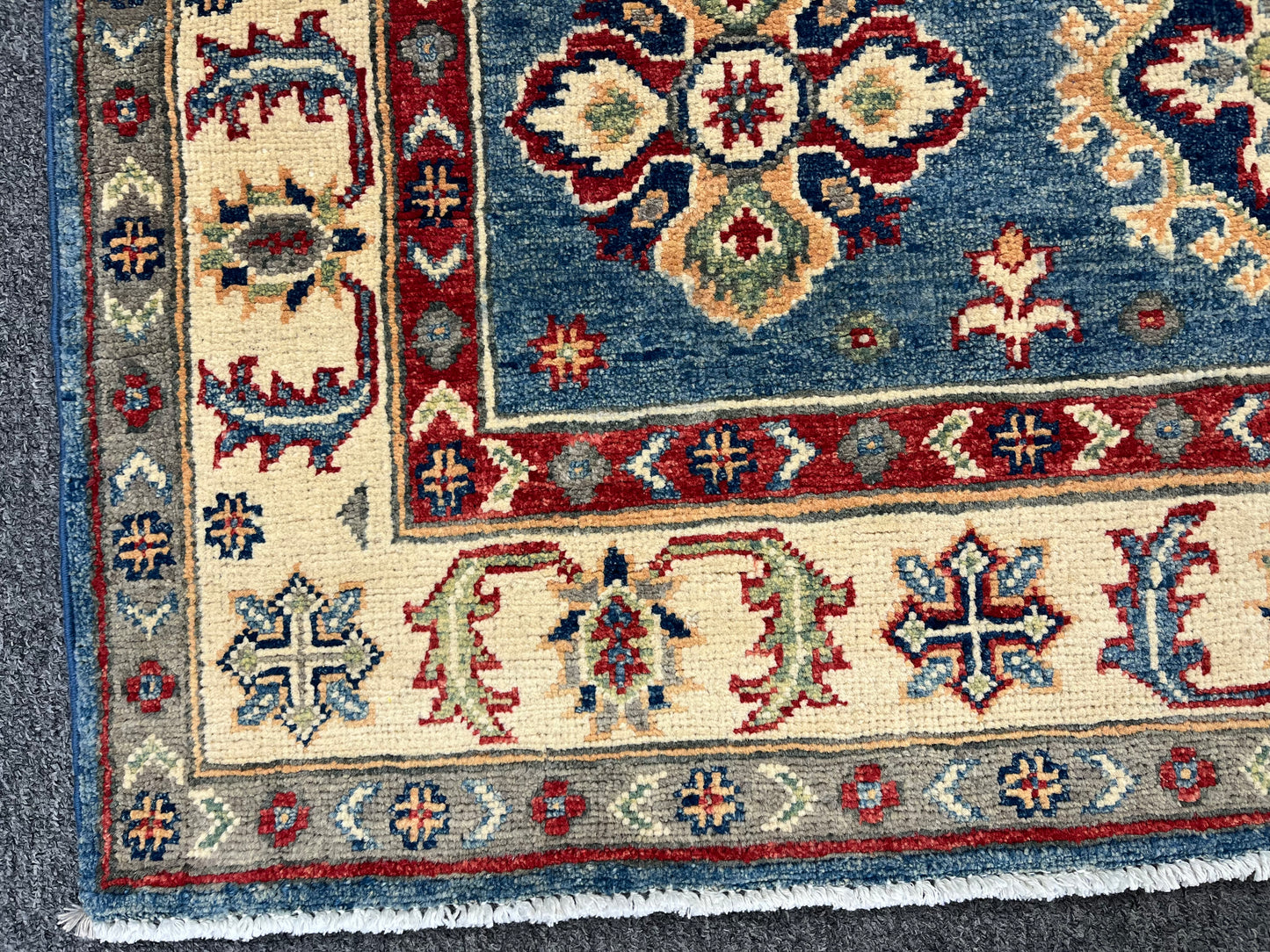 Kazak Light Blue 4X6 Handmade Wool Rug # 13764