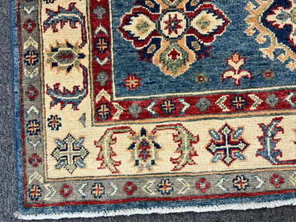 Kazak Light Blue 4X6 Handmade Wool Rug # 13764