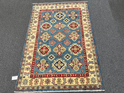 Kazak Light Blue 4X6 Handmade Wool Rug # 13764