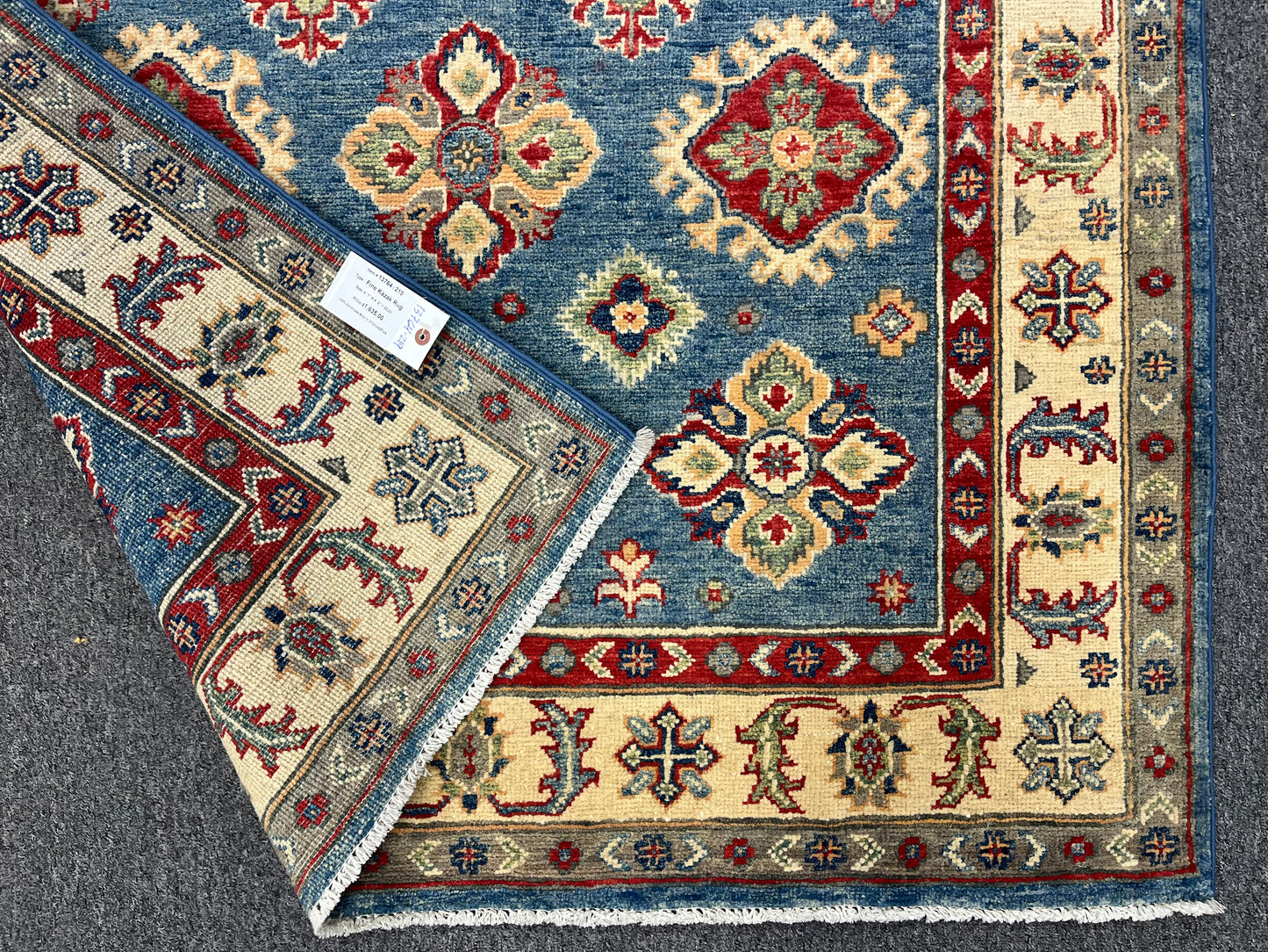 Kazak Light Blue 4X6 Handmade Wool Rug # 13764