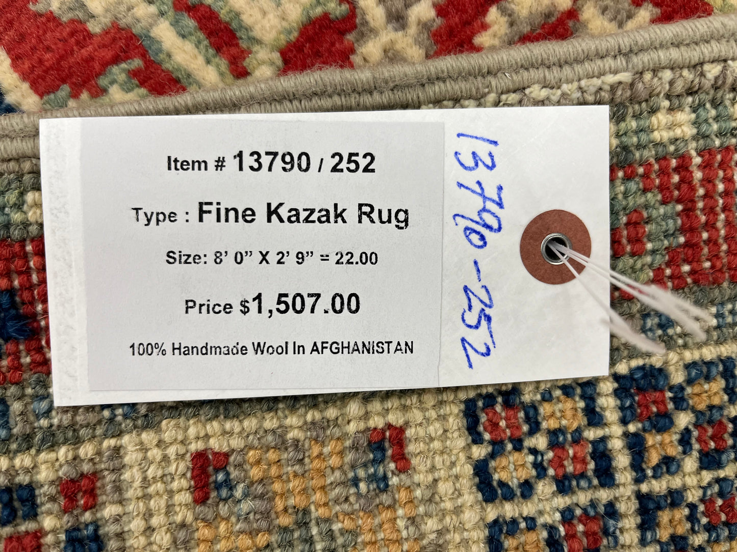 2' 9"X8' Kazak Gray Handmade Wool Runner Rug # 13790