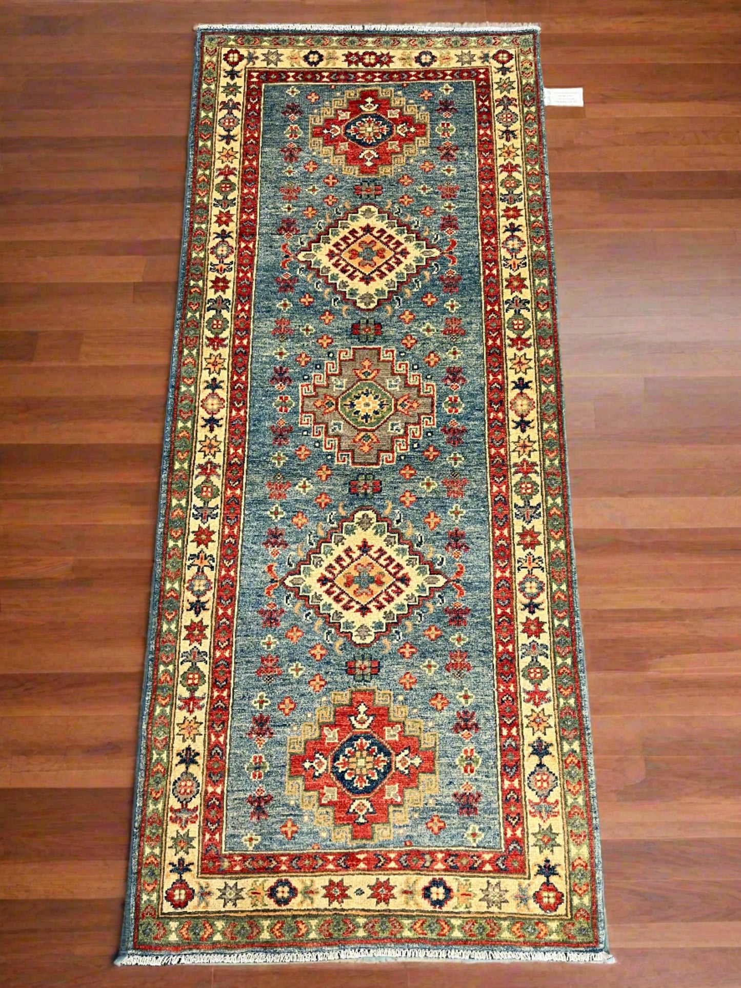 2' 9"X7' Kazak Light Blue Handmade Wool Runner Rug # 13644