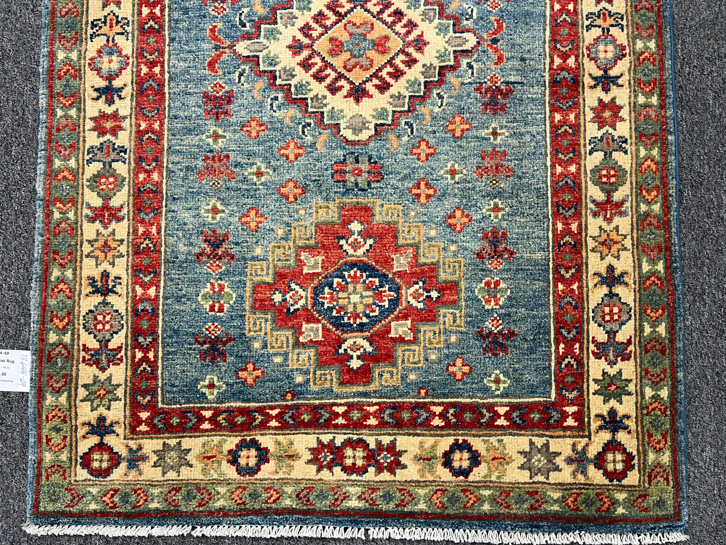 2' 9"X7' Kazak Light Blue Handmade Wool Runner Rug # 13644