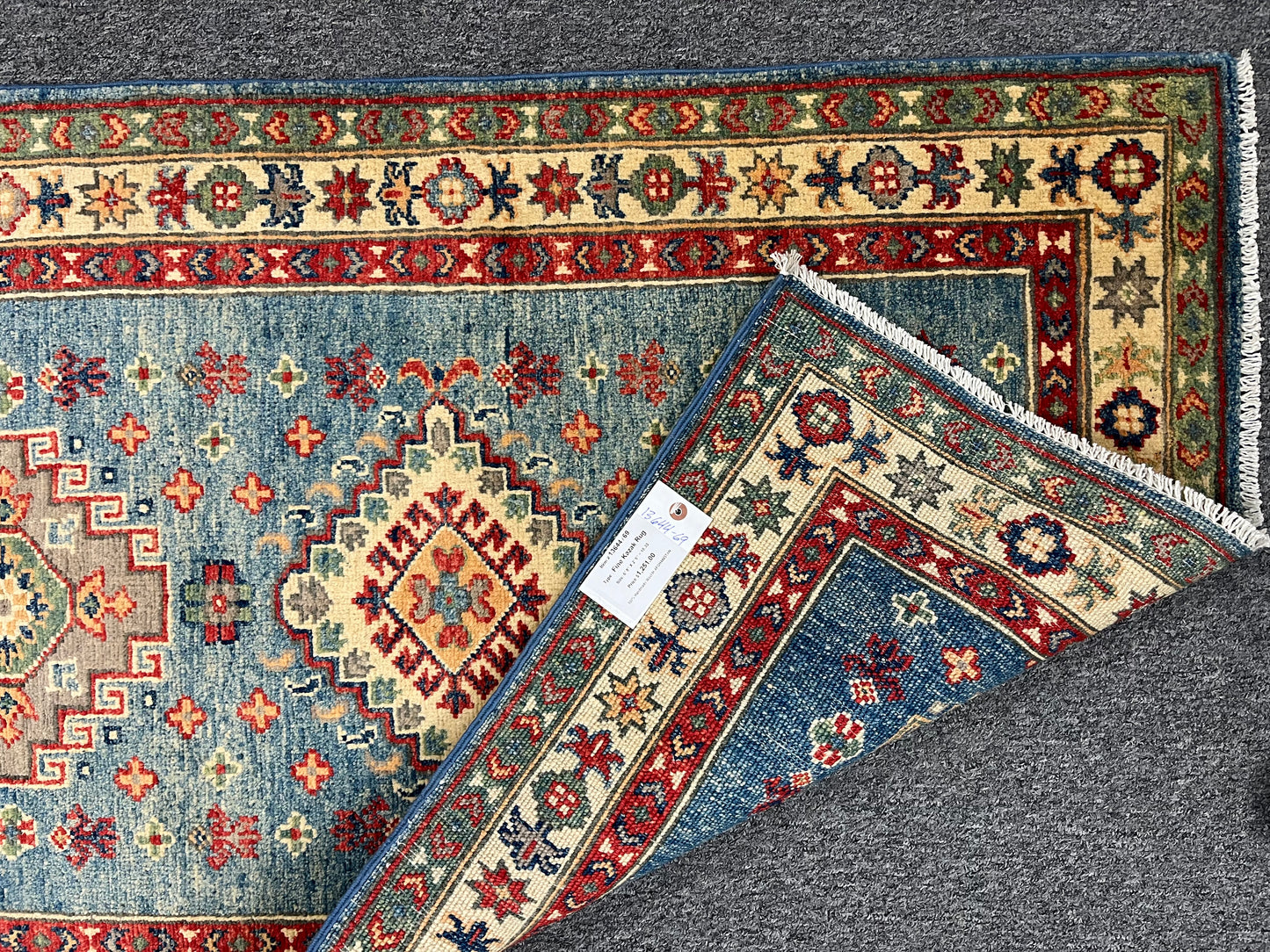 2' 9"X7' Kazak Light Blue Handmade Wool Runner Rug # 13644