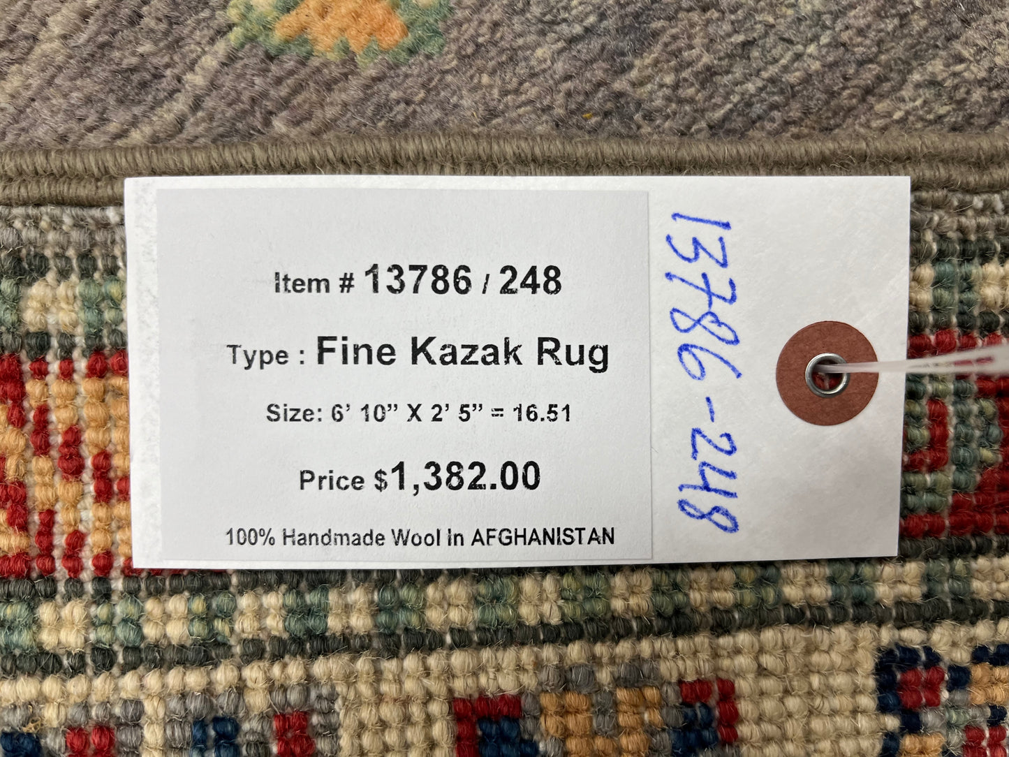 2' 5"X7' Kazak Light Gray Handmade Wool Runner Rug # 13786