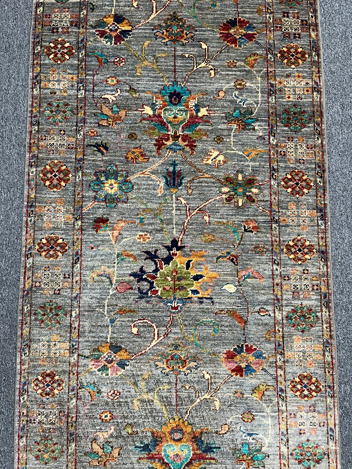 2' 10"X 10' Floral Mahal Handmade Wool Runner Rug # 14145
