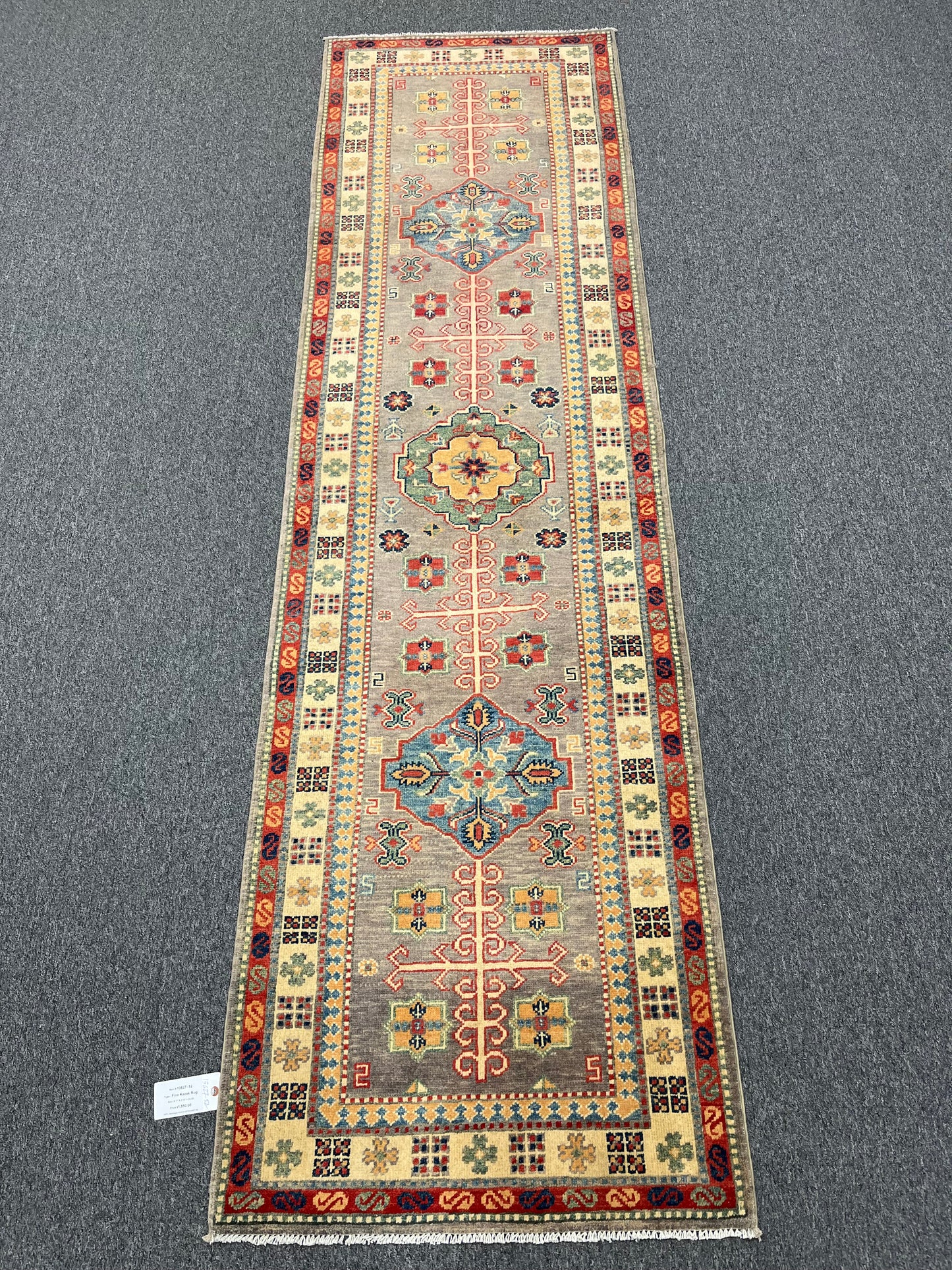 2' 9"X10' Kazak Gray Handmade Wool Runner Rug # 13627