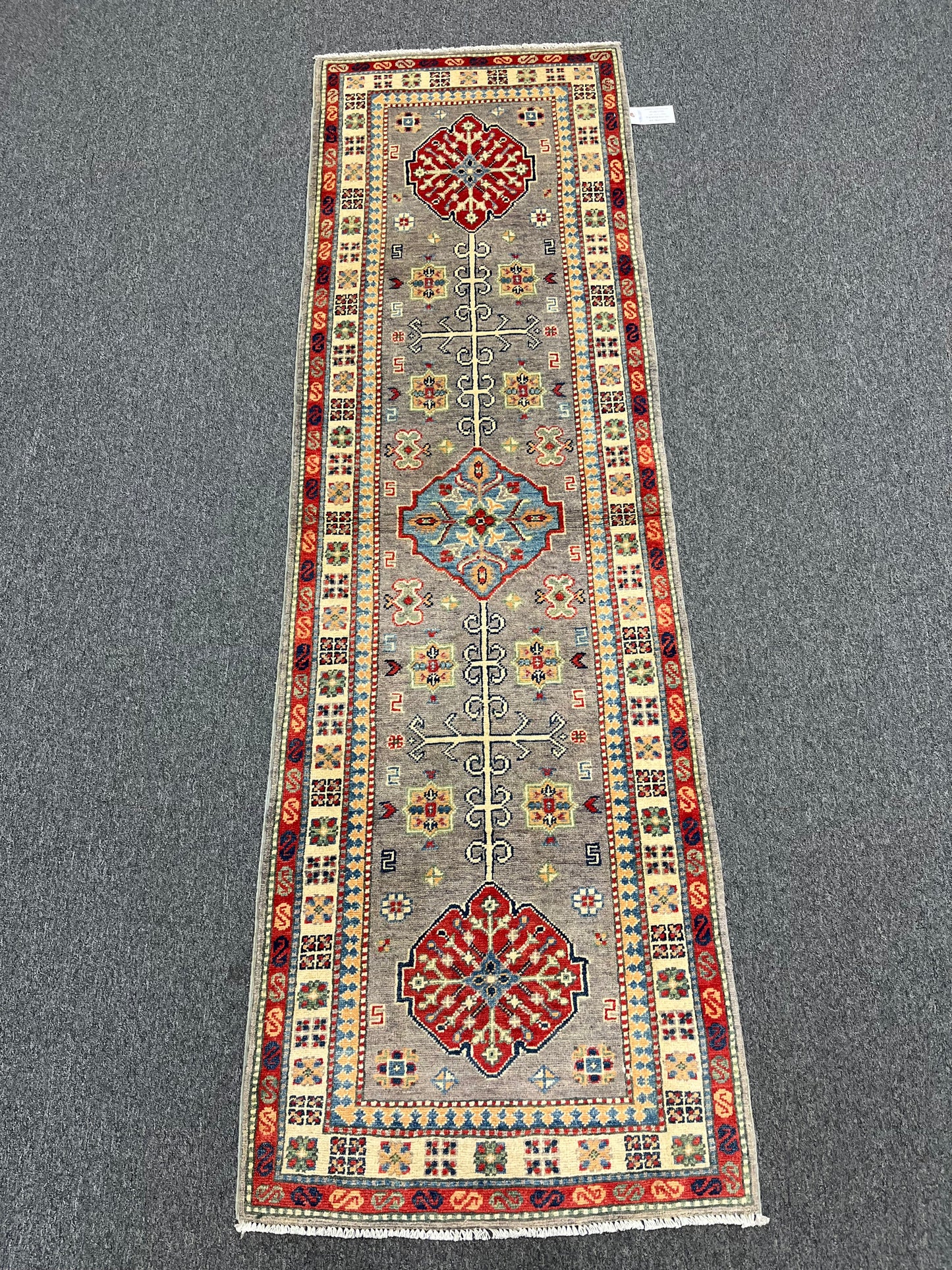 2' 6"X8' Kazak Light Gray Handmade Wool Runner Rug # 13780