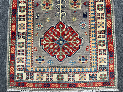 2' 6"X8' Kazak Light Gray Handmade Wool Runner Rug # 13780