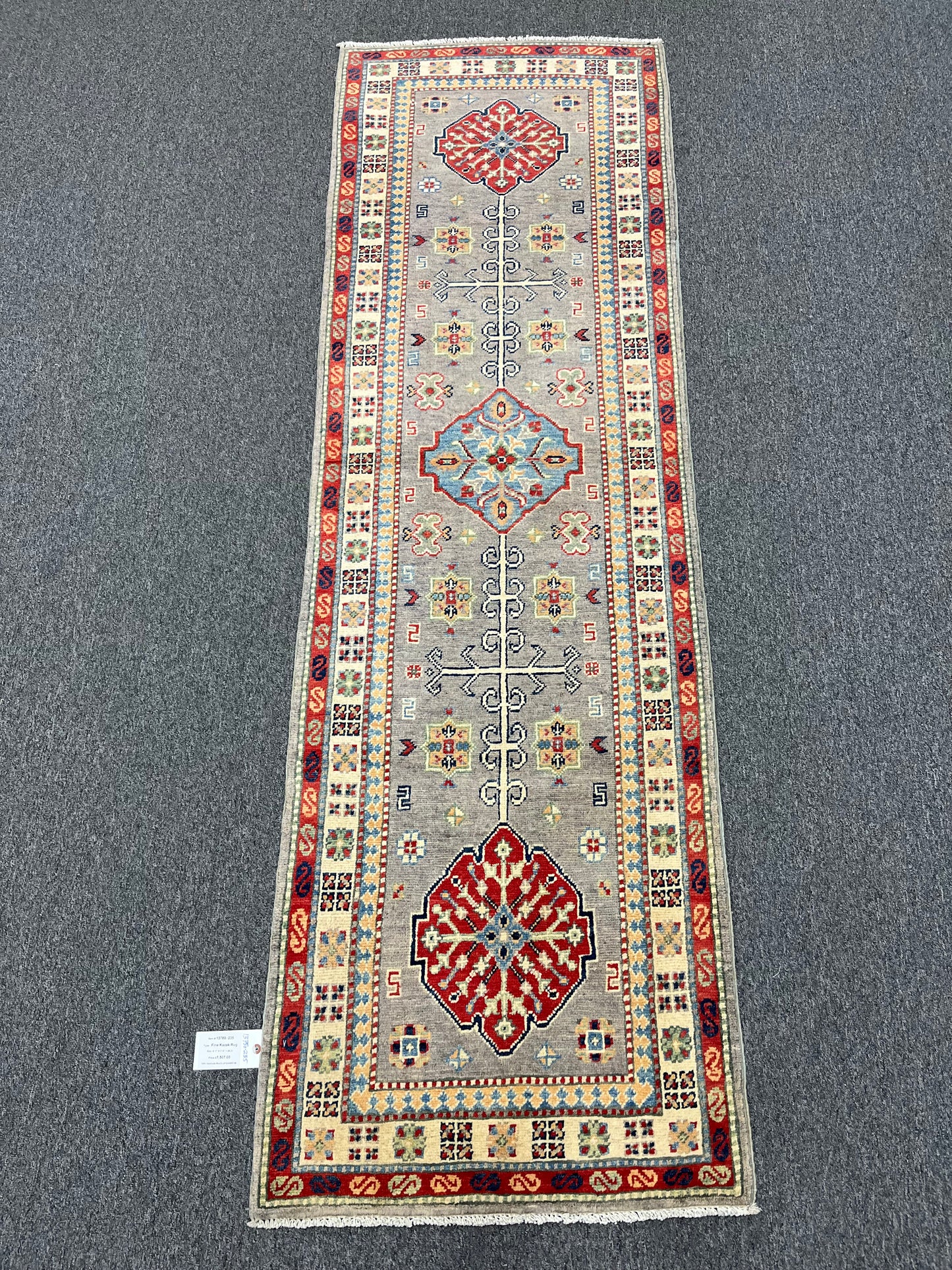 2' 6"X8' Kazak Light Gray Handmade Wool Runner Rug # 13780