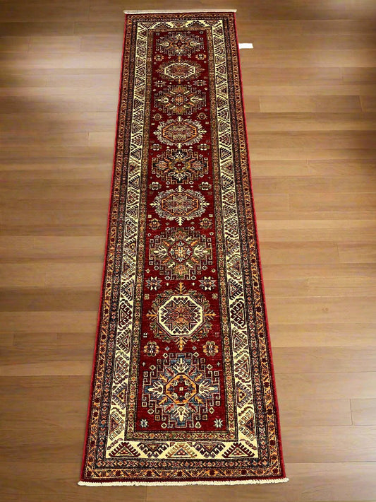 Super Kazak 2' 7"X10' Handmade Wool Runner Rug # 14265