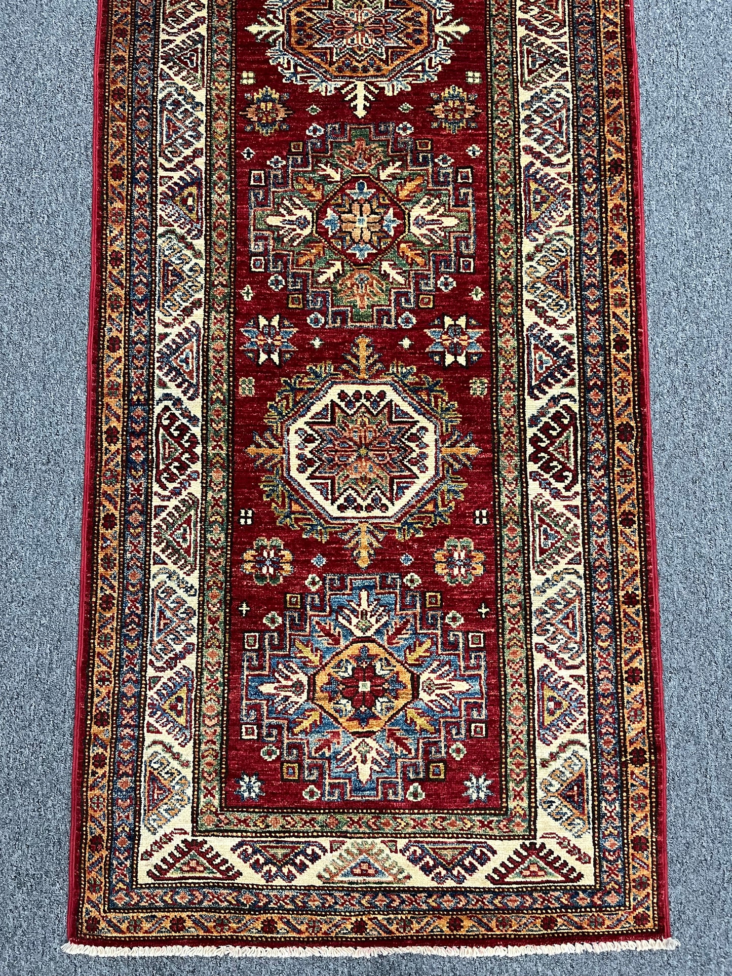 Super Kazak 2' 7"X10' Handmade Wool Runner Rug # 14265