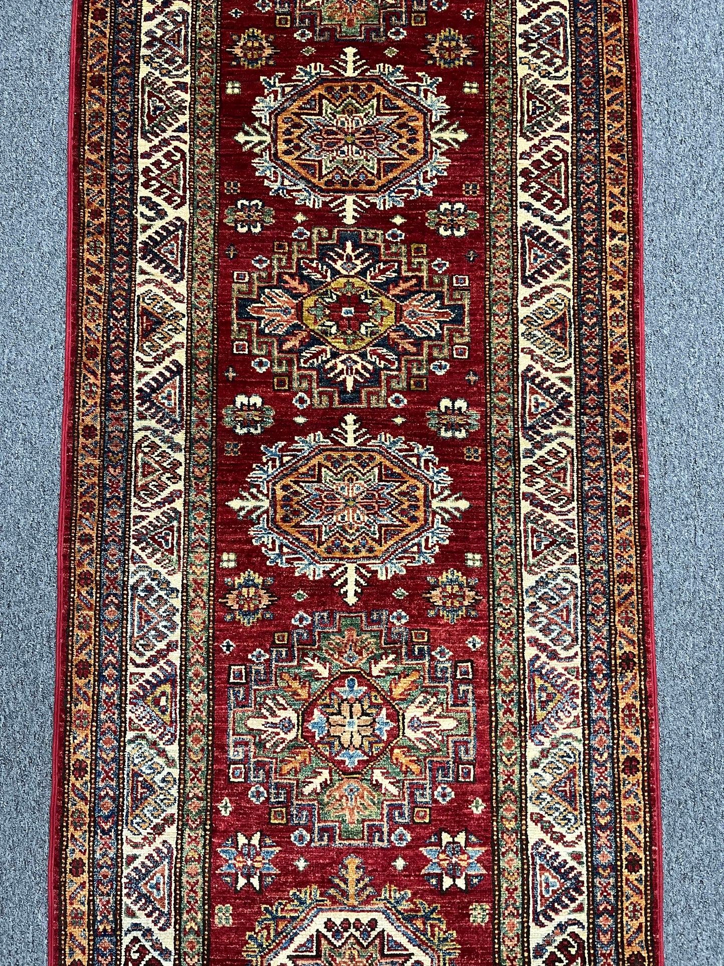 Super Kazak 2' 7"X10' Handmade Wool Runner Rug # 14265