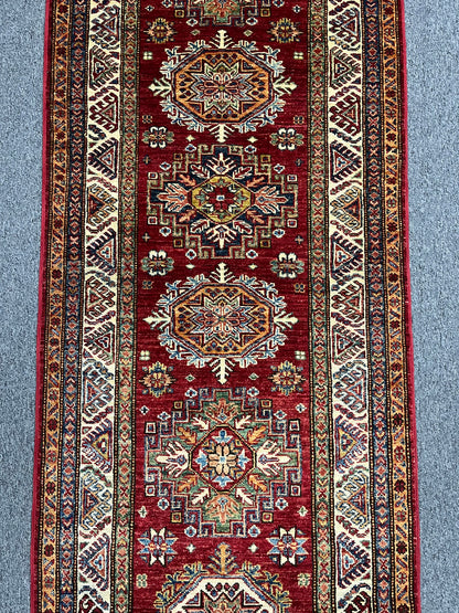 Super Kazak 2' 7"X10' Handmade Wool Runner Rug # 14265