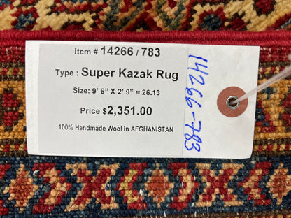 Runner Super Kazak 2' 9"X10' Handmade Wool Rug # 14266