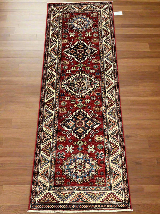 Super Kazak 2' 6"X7' Handmade Wool Runner Rug # 14267