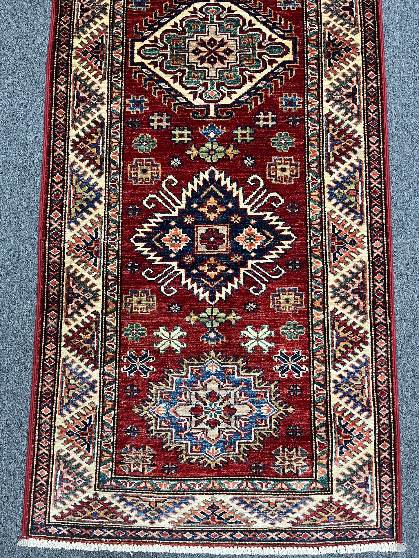 Super Kazak 2' 4"X7' Handmade Wool Runner Rug # 14270