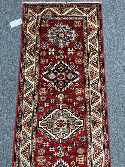 Super Kazak 2' 4"X7' Handmade Wool Runner Rug # 14270