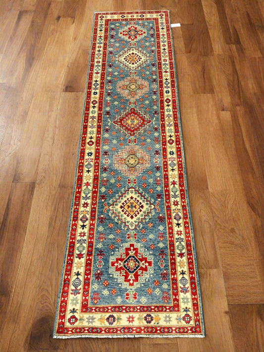 Kazak Tribal 2' 7"X10' Handmade Wool Runner Rug # 13679