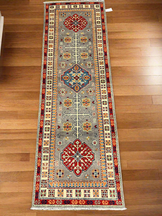 Kazak Tribal 2' 7"X8' Handmade Wool Runner Rug # 13681