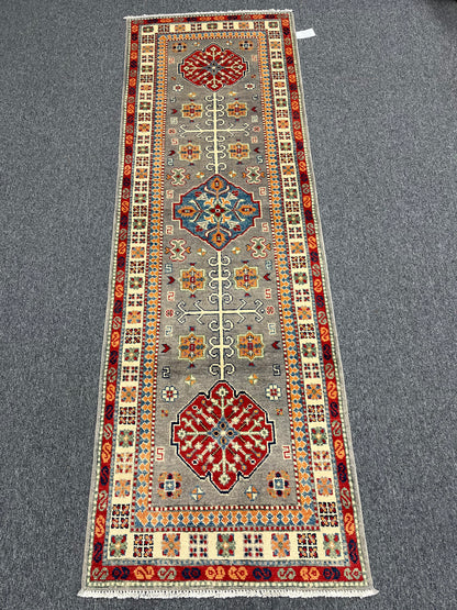 Kazak Tribal 2' 7"X8' Handmade Wool Runner Rug # 13681