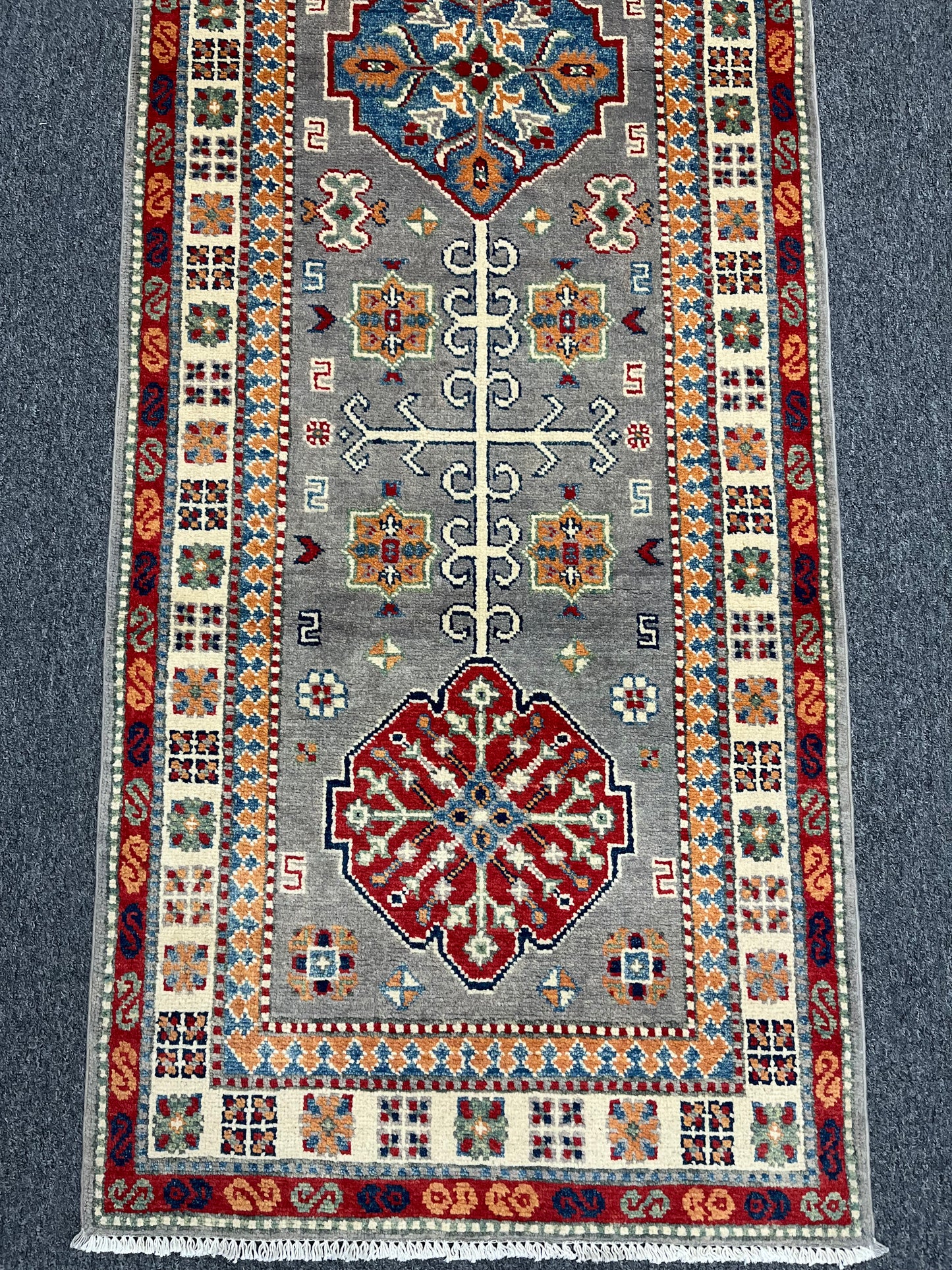 Kazak Tribal 2' 7"X8' Handmade Wool Runner Rug # 13681