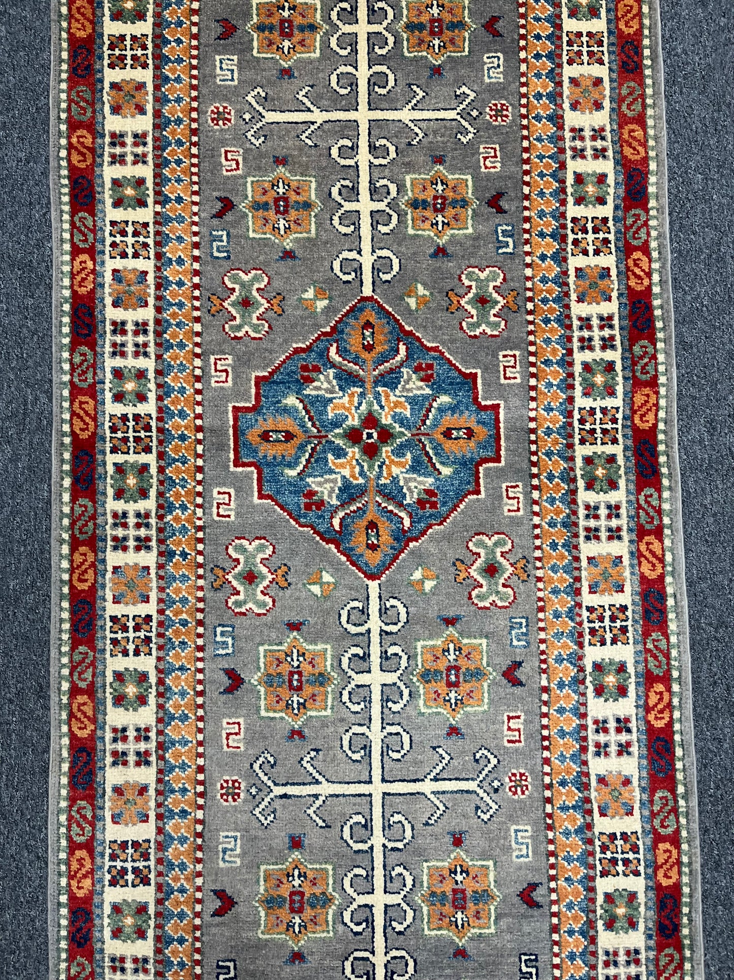 Kazak Tribal 2' 7"X8' Handmade Wool Runner Rug # 13681