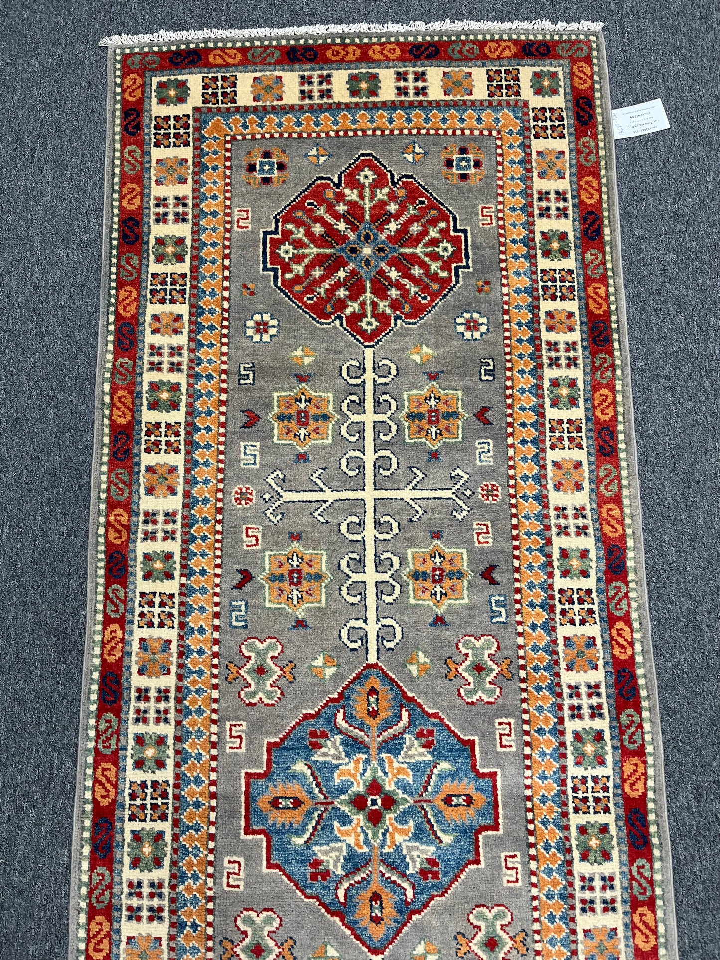 Kazak Tribal 2' 7"X8' Handmade Wool Runner Rug # 13681