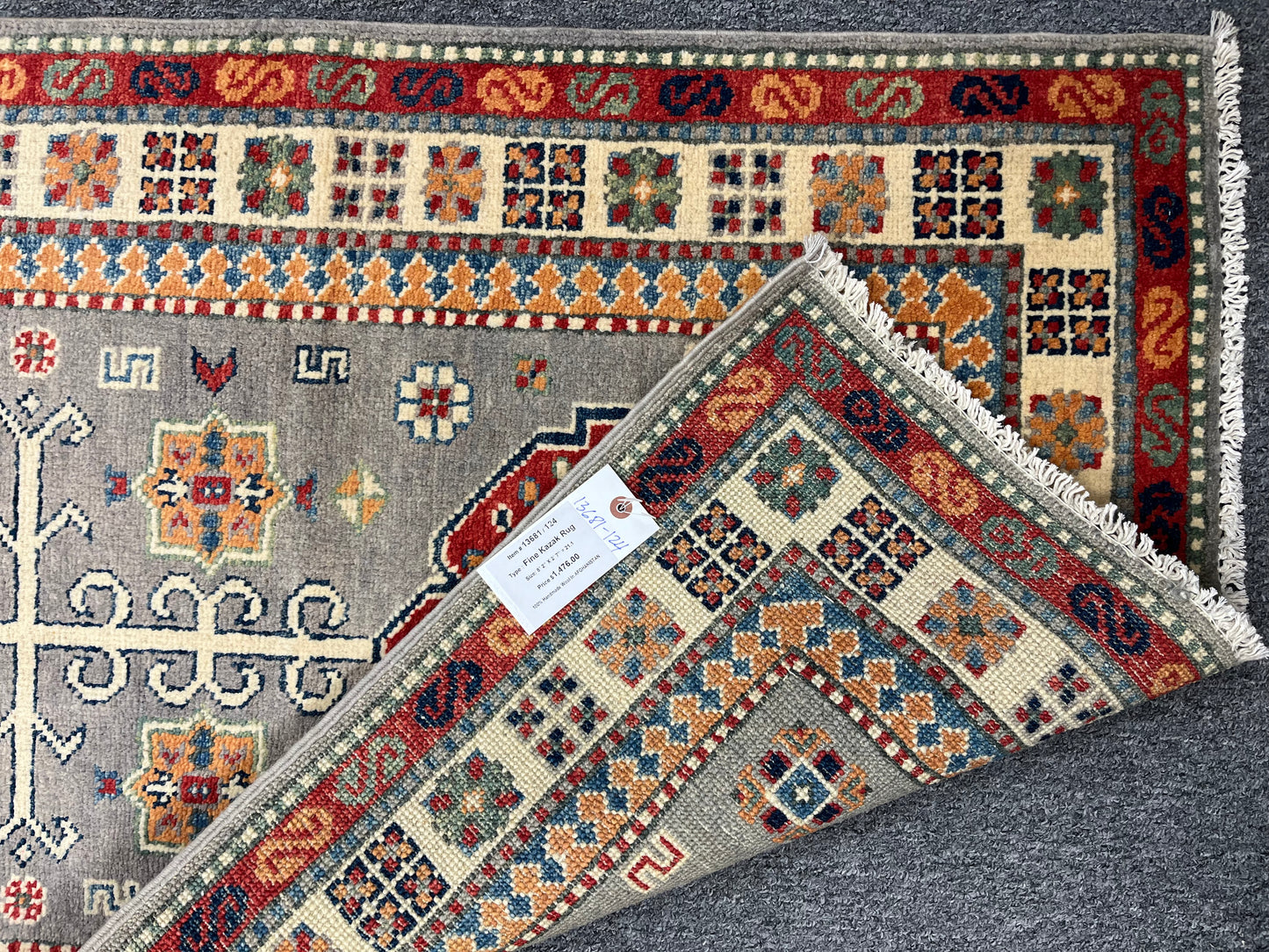 Kazak Tribal 2' 7"X8' Handmade Wool Runner Rug # 13681