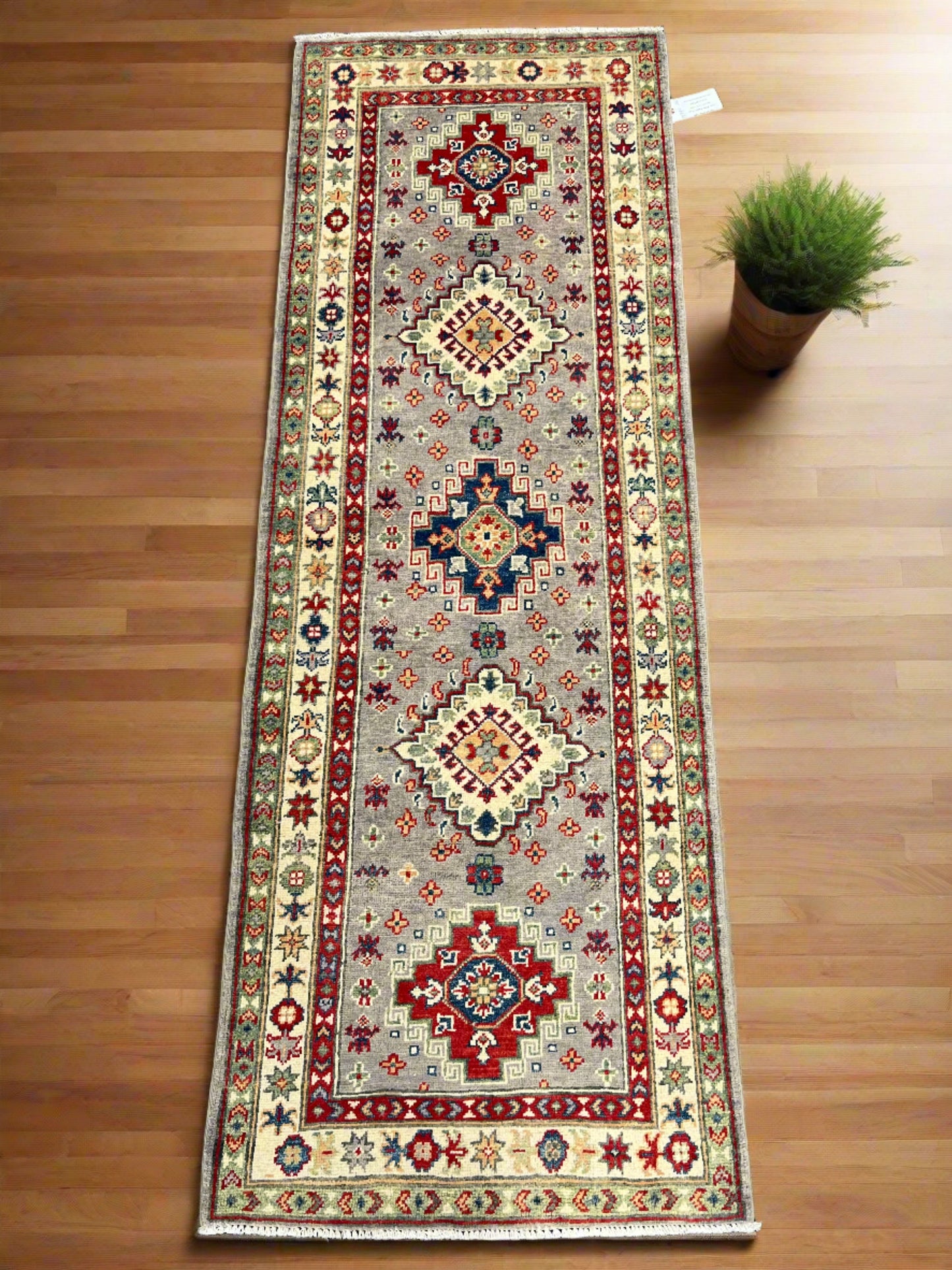 Kazak Tribal 2' 6"X7' Handmade Wool Runner Rug # 13784