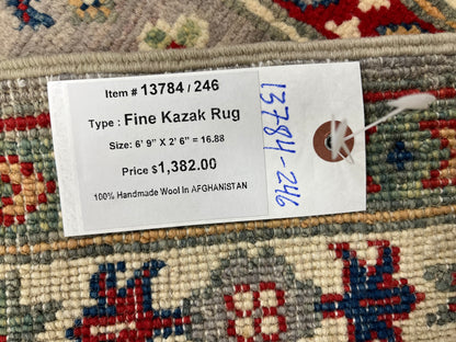 Kazak Tribal 2' 6"X7' Handmade Wool Runner Rug # 13784