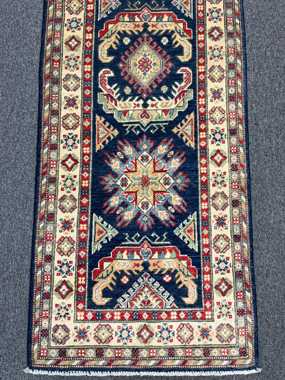 Kazak Tribal 2' 7"X10' Handmade Wool Runner Rug # 13676