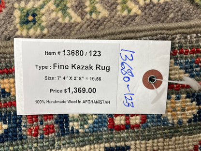 Kazak Tribal 2' 8"X7' Handmade Wool Runner Rug # 13680