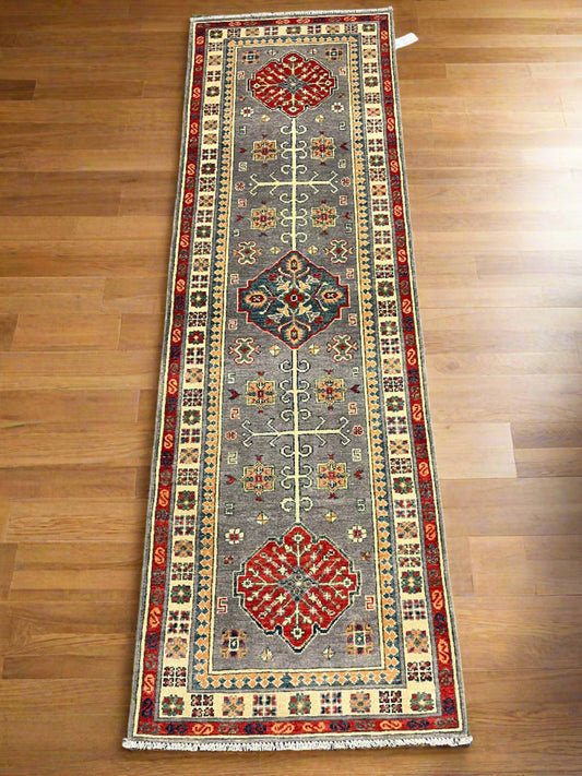 Kazak Tribal 2' 6"X7' Handmade Wool Runner Rug # 13774