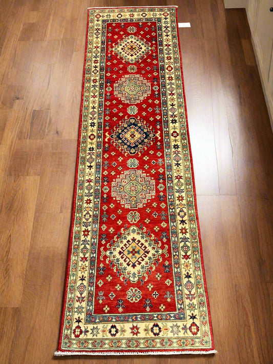 Kazak Red 2' 4"X8' Handmade Wool Runner Rug # 13687