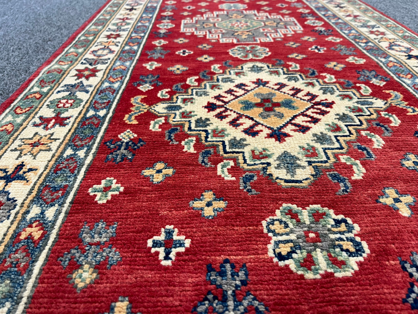 Kazak Red 2' 4"X8' Handmade Wool Runner Rug # 13687