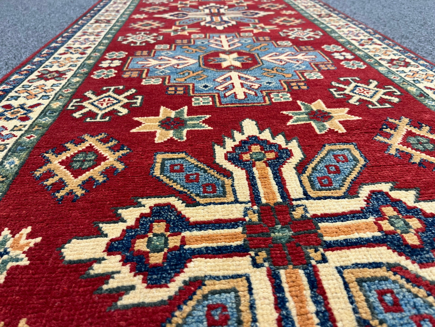 Kazak Red 2' 6"X9' Handmade Wool Runner Rug # 13775