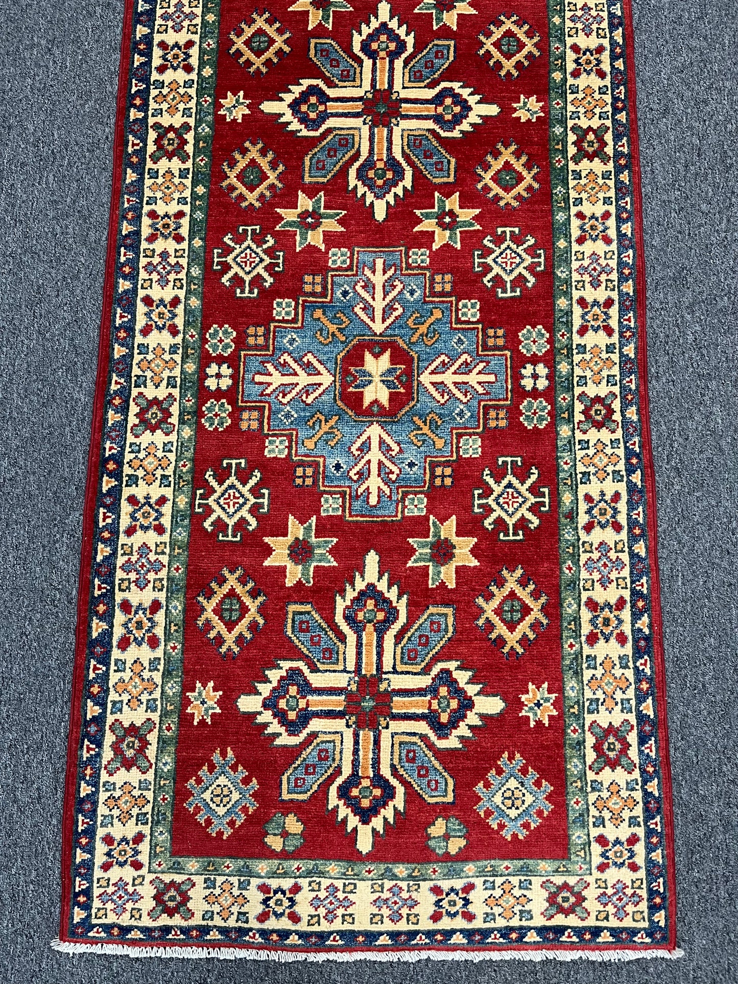 Kazak Red 2' 6"X9' Handmade Wool Runner Rug # 13775