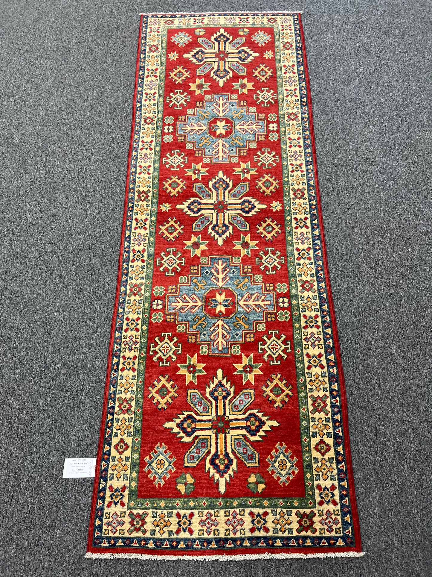 Kazak Red 2' 6"X9' Handmade Wool Runner Rug # 13775