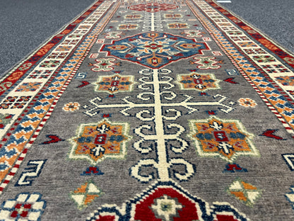 Kazak Gray 2' 7"X7' Handmade Wool Runner Rug # 13778