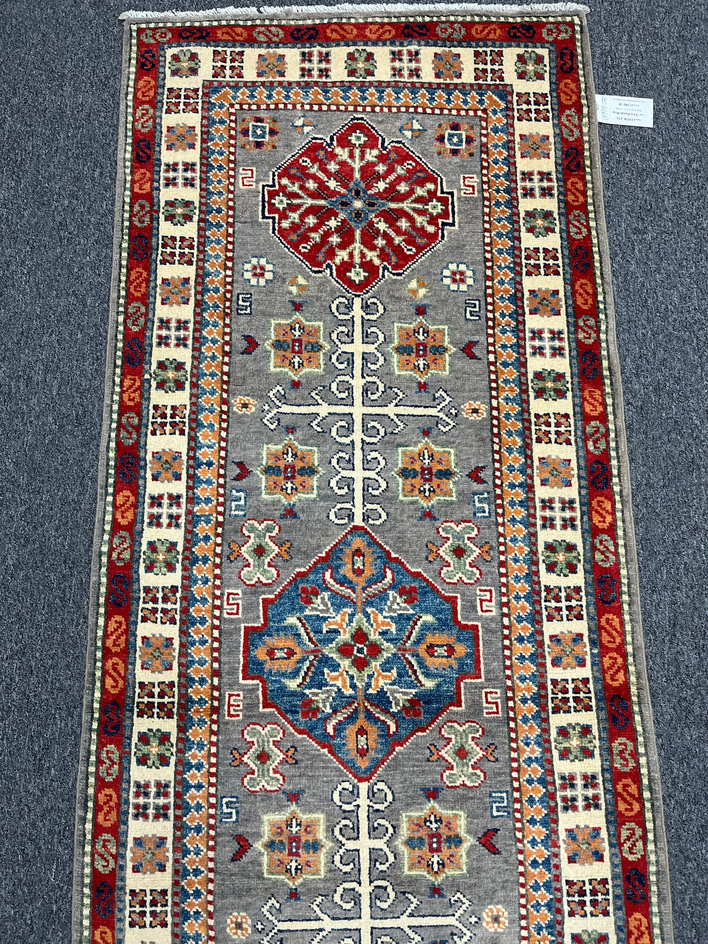 Kazak Gray 2' 7"X7' Handmade Wool Runner Rug # 13778