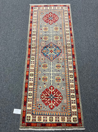 Kazak Gray 2' 7"X7' Handmade Wool Runner Rug # 13778