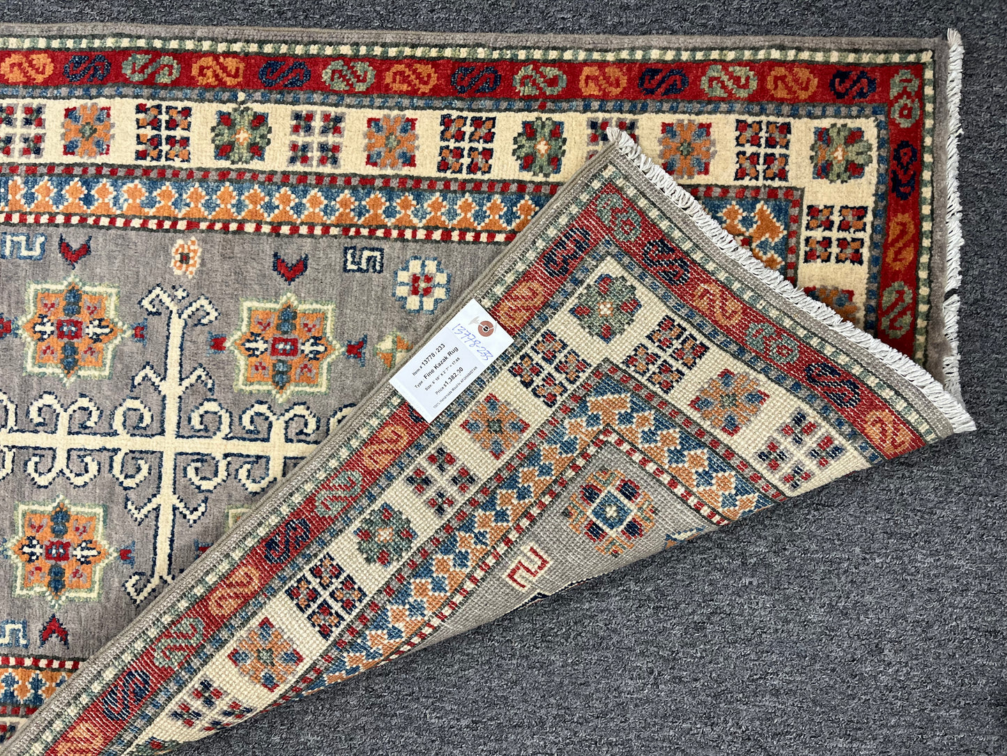 Kazak Gray 2' 7"X7' Handmade Wool Runner Rug # 13778