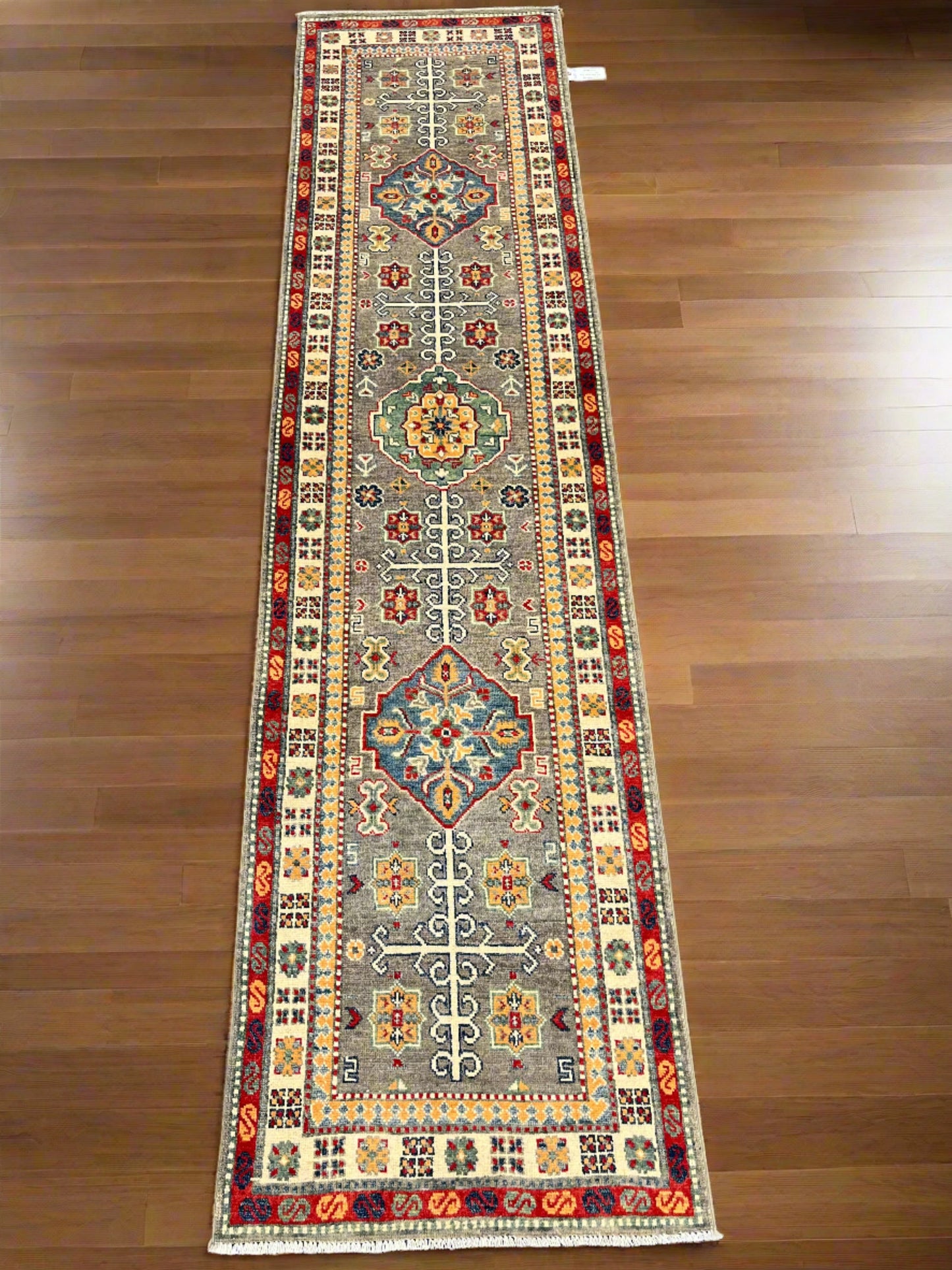 Kazak Gray 2' 5"X9' Handmade Wool Runner Rug # 13685