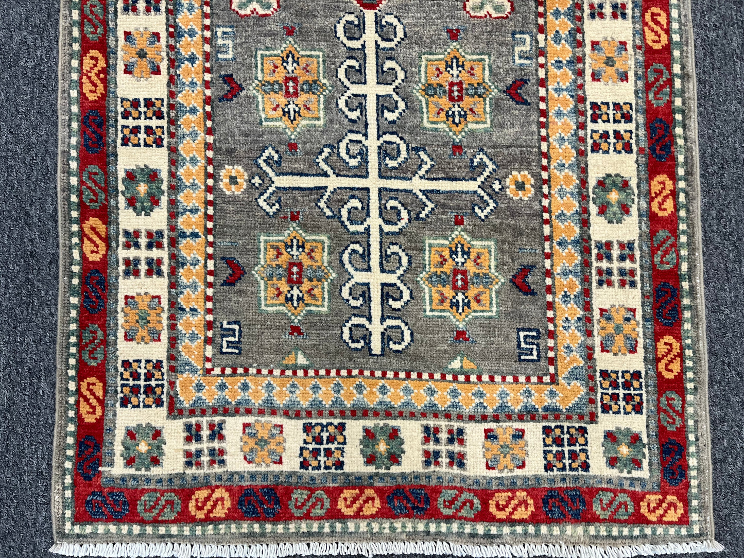 Kazak Gray 2' 5"X9' Handmade Wool Runner Rug # 13685