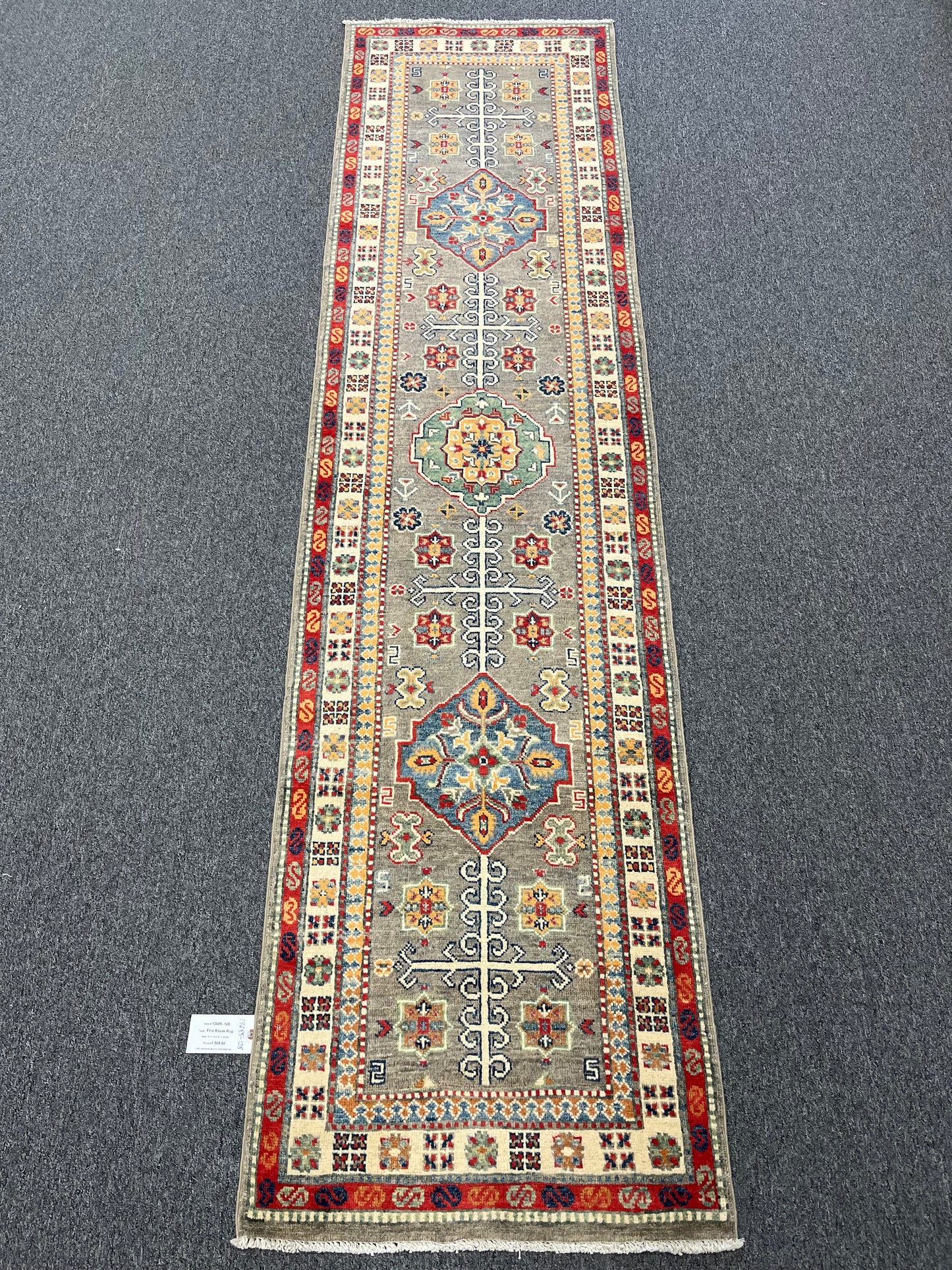 Kazak Gray 2' 5"X9' Handmade Wool Runner Rug # 13685