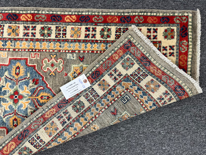 Kazak Gray 2' 5"X9' Handmade Wool Runner Rug # 13685