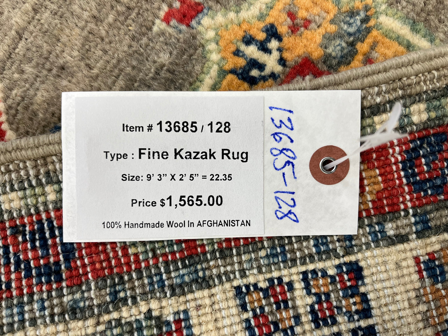 Kazak Gray 2' 5"X9' Handmade Wool Runner Rug # 13685